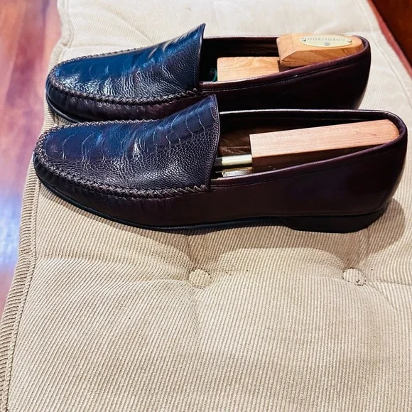 Men's Leather Loafers - Burgundy - Picture 3 of 15